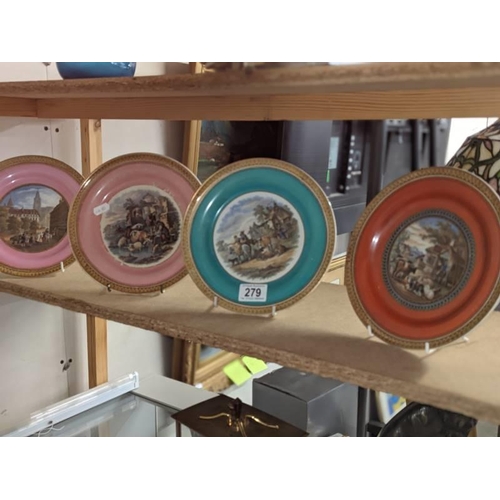 279 - Four Victorian Pratt ware plates.