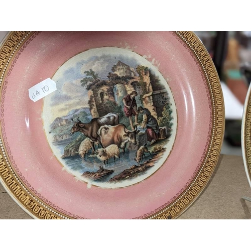 279 - Four Victorian Pratt ware plates.