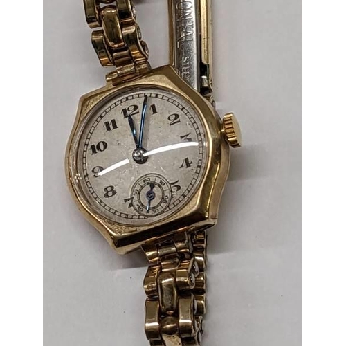 191 - Two 9ct gold ladies wrist watches on plated straps and another ladies gold wrist watch.