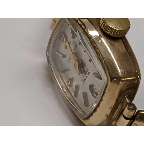 191 - Two 9ct gold ladies wrist watches on plated straps and another ladies gold wrist watch.