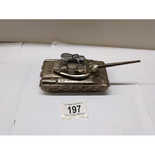 197 - A plated table lighter in the form of a tank,