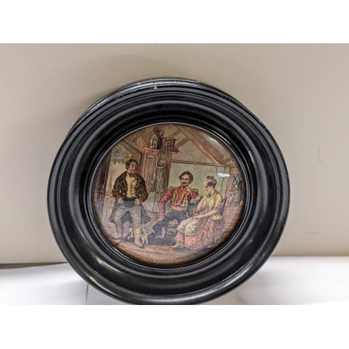 198 - A Victorian framed pot lid entitled The Rival.