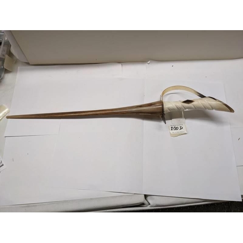 200D - An early 20th century sword made from a swordfish bill with bone and horn hilt, bill 39cm long, tota... 