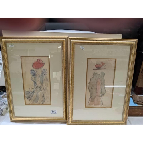 319 - A pair of framed and glazed fashion studies.