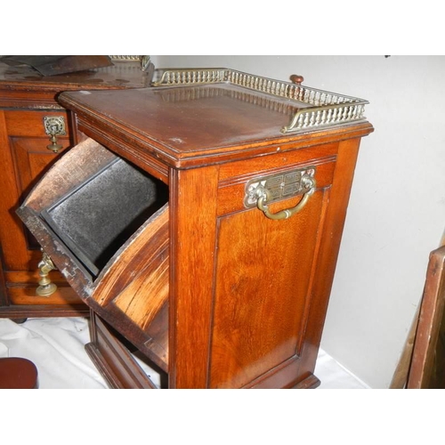 320 - A pair of Victorian mahogany coal compendiums with liners and shovels. COLLECT ONLY.