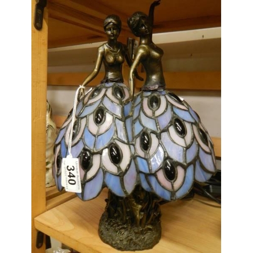 340 - A Tiffany style table lamp featuring dancing ladies.