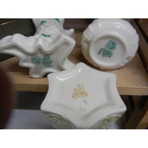 346 - Three Belleek vases.