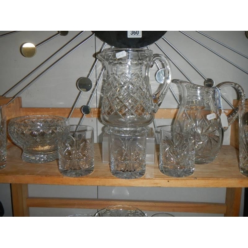 359 - A mixed lot of cut glass jugs, glasses etc.,