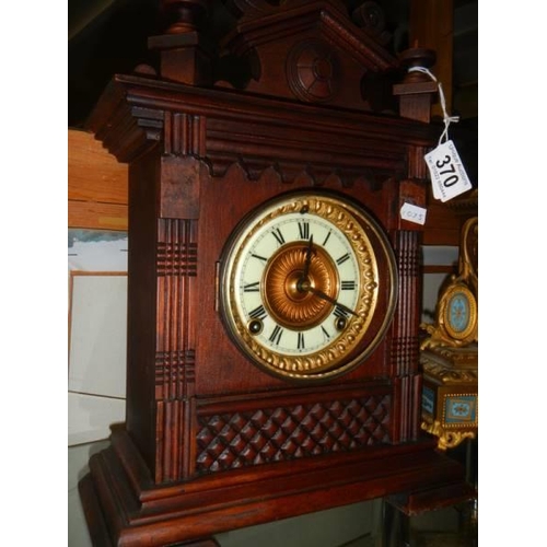 370 - A mahogany eight day mantel clock.