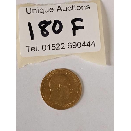 180F - An Edward VII 1904 half sovereign.