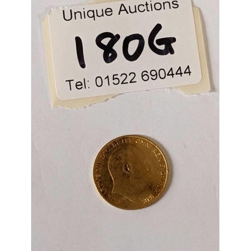 180G - An Edward VII 1906 half sovereign.