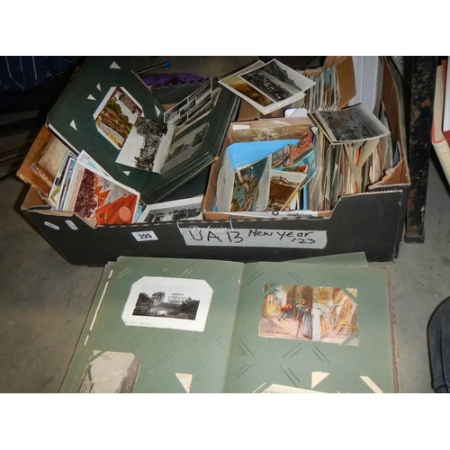 399 - A large collection of vintage postcards in albums and loose including early to mid 20th century ephe... 