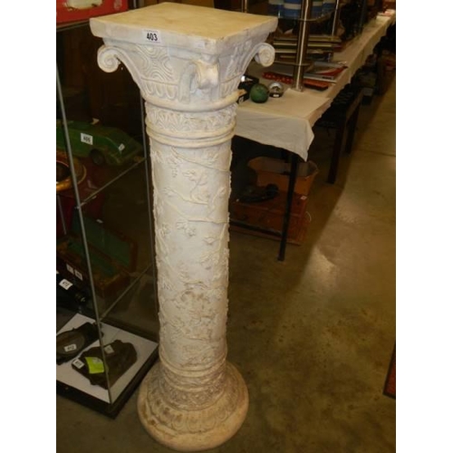 403 - A tall Grecian style column, 124 cm tall. COLLECT ONLY.