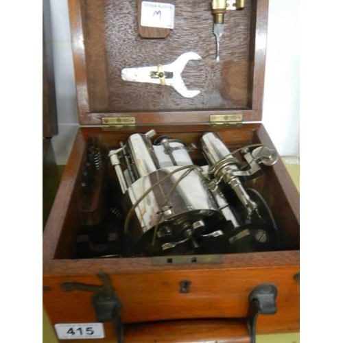 415 - Steam Indicator with recording drum and accessories by McInnes-Dobbie in fitted box.