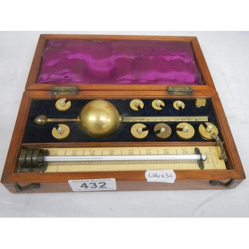 432 - A mahogany cases Sykes's Hydrometer.