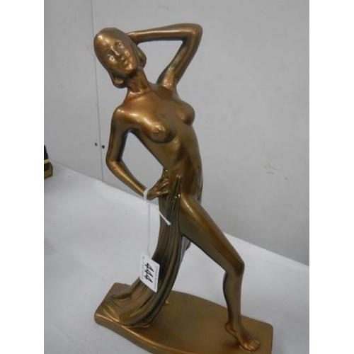 444 - An art deco plaster figurine, Registration No. 809187 (repainted).