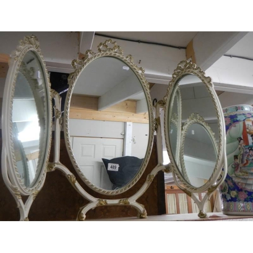 489 - A good French style retro triple dressing table mirror.