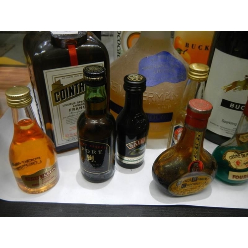 505 - Eight large and nine small bottles of assorted wines and spirits.