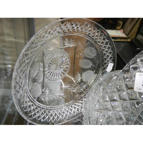 507 - A cut glass basket and a cut glass bowl.