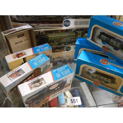 551 - A quantity of boxed Airfix trains.