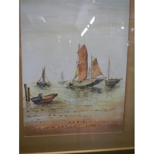 569 - A framed and glazed watercolour seascape signed H Norton.  45 x 58 cm.