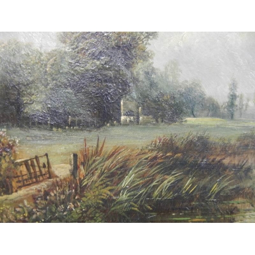 571 - A late Victorian oil on canvas rural scene, 40 x 32 cm.