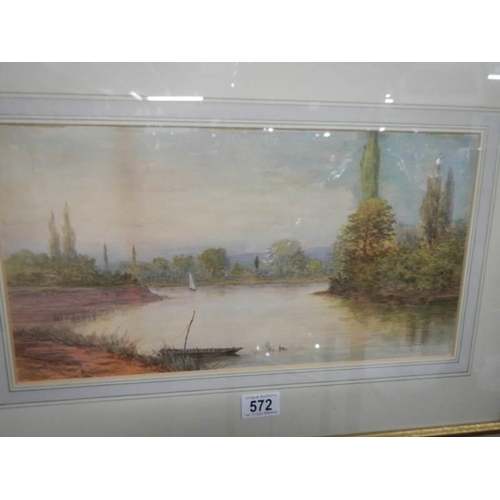 572 - A mid 20th century framed and glazed watercolour signed L Lewis, 60 x 40 cm.