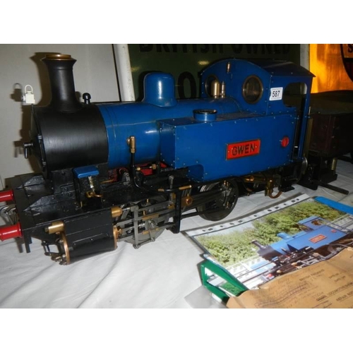 587 - A scratch built steam engine 'GWEN' with a coal trailer.