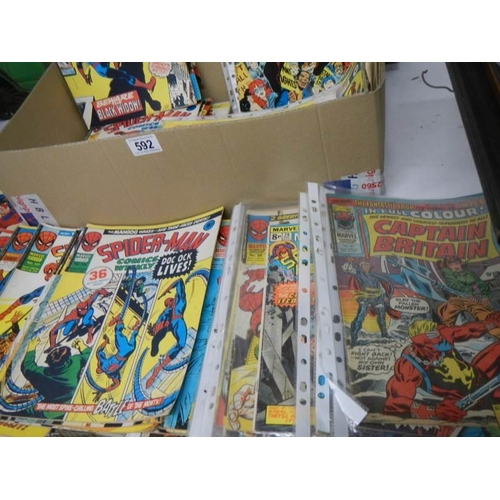 592 - A good collection of mainly British Bronze Age Marvel comics including Spiderman Comics Weekly inclu... 