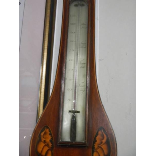 608 - A Victorian mahogany inlaid barometer, COLLECT ONLY.