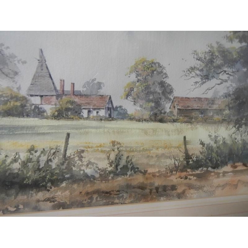 618 - A framed and glazed watercolour rural scene, 73 x 58 cm.