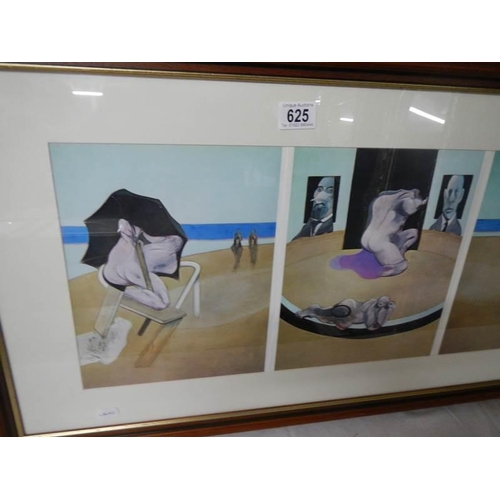 625 - Francis Bacon (1909-1992) Triptych print (triple gatefold) published in 1976. Frame size approx 36 x... 