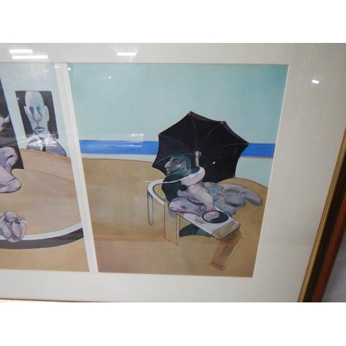 625 - Francis Bacon (1909-1992) Triptych print (triple gatefold) published in 1976. Frame size approx 36 x... 