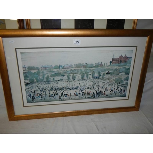 627 - A framed and glazed L S Lowry print, signed and dated 1944. 81 x 52 cm