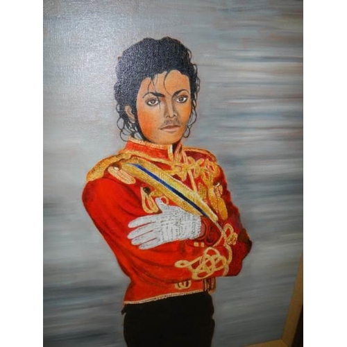 636 - A oil on canvas portrait of Michael Jackson. 56 x 68 cm.