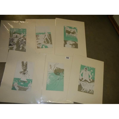 640 - Elisabeth Frink (1930-1993) collection of 6 x lithographic prints on chain laid paper printed by The... 