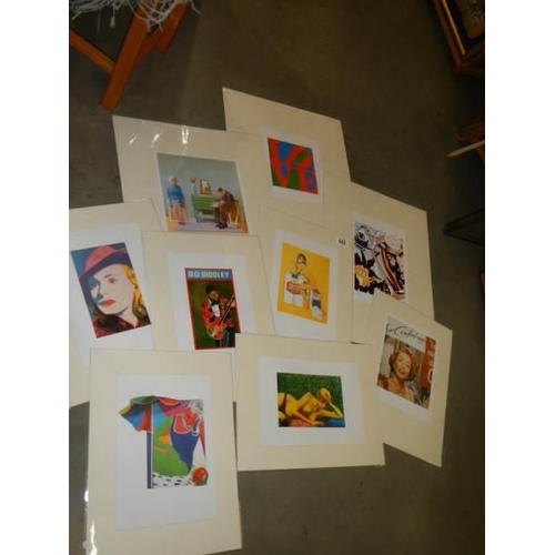 642 - Collection of 9 pop art prints circa 1990s artist's include Robert Indiana (LOVE), David Hockney (MY... 