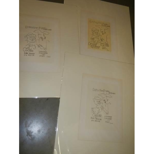 643 - Pablo Picasso (1881-1973) Three plate signed lithographic prints (Mourlot), all variations of 'Expos... 