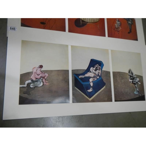 646 - Francis Bacon (1909-1992) 2 x large triptych prints, triple gatefolds, published in 1976. Both mount... 