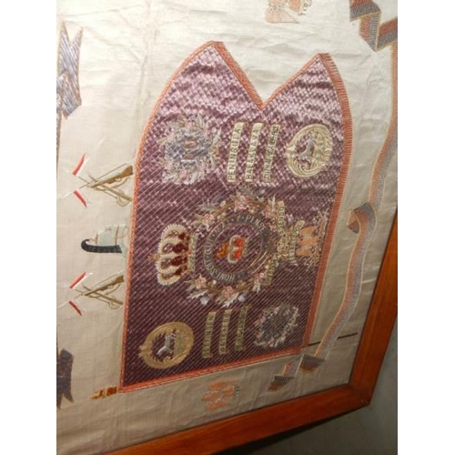 648 - A WW1 silk embroidery, 65 x 57 cm.