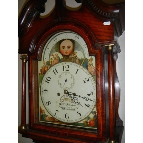 651 - A good 8 day painted dial Long case clock by Wm Johnfon, Winchcombe.