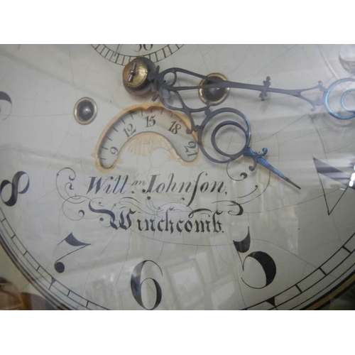 651 - A good 8 day painted dial Long case clock by Wm Johnfon, Winchcombe.