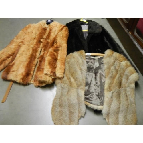 656 - Three vintage fur jackets.