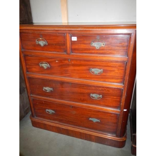 675 - A Victorian mahogany two over three chest of drawers.