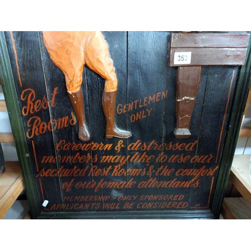 353 - A Knightsbridge Billiard Room wooden sign. COLLECT ONLY.