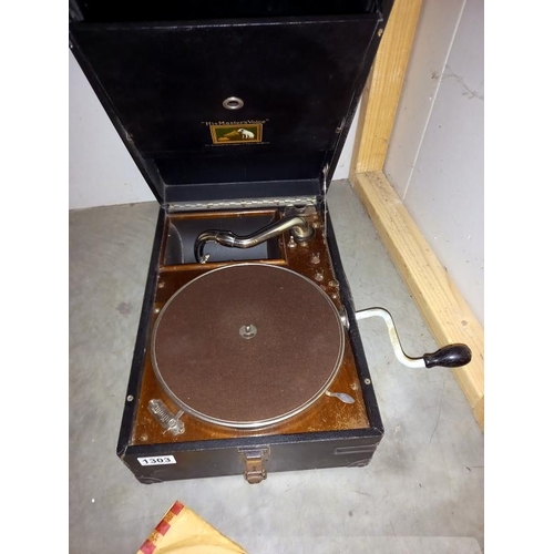 1303 - A vintage HMV picnic gramophone (COLLECT ONLY)