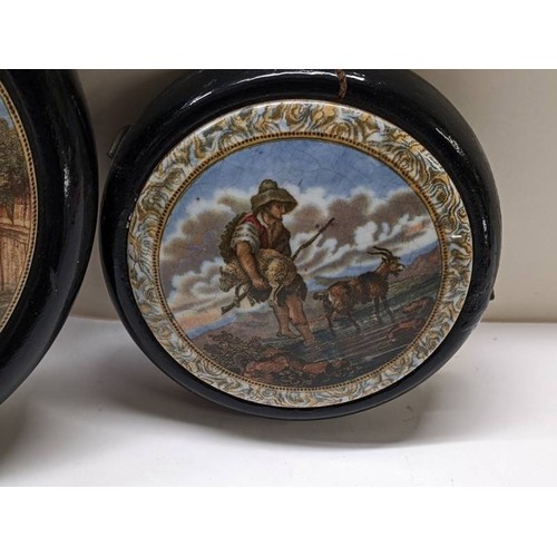 200F - A large pot lid entitled Il Penseroso and two smaller examples.