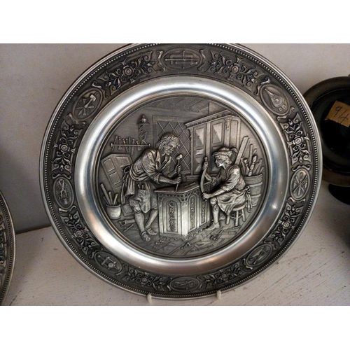 1408 - 3 Bradex circa 1989 German pewter collectors wall plates