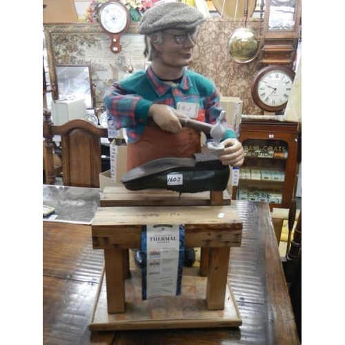 160J - An early 20th century cobblers shop window display figure, needs repair, COLLECT ONLY.