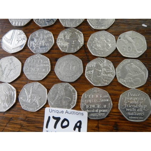 170A - Nineteen collectable fifty pence pieces.